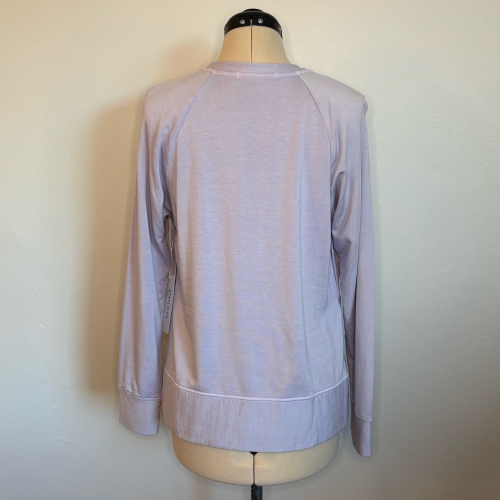 NWT STATESIDE (Anthropologie) Fleece Pullover, Oversized Crewneck, Lavender, XS - Picture 4 of 10
